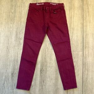 Madewell Burgundy Wine Skinny Skinny Ankle Jeans size 27